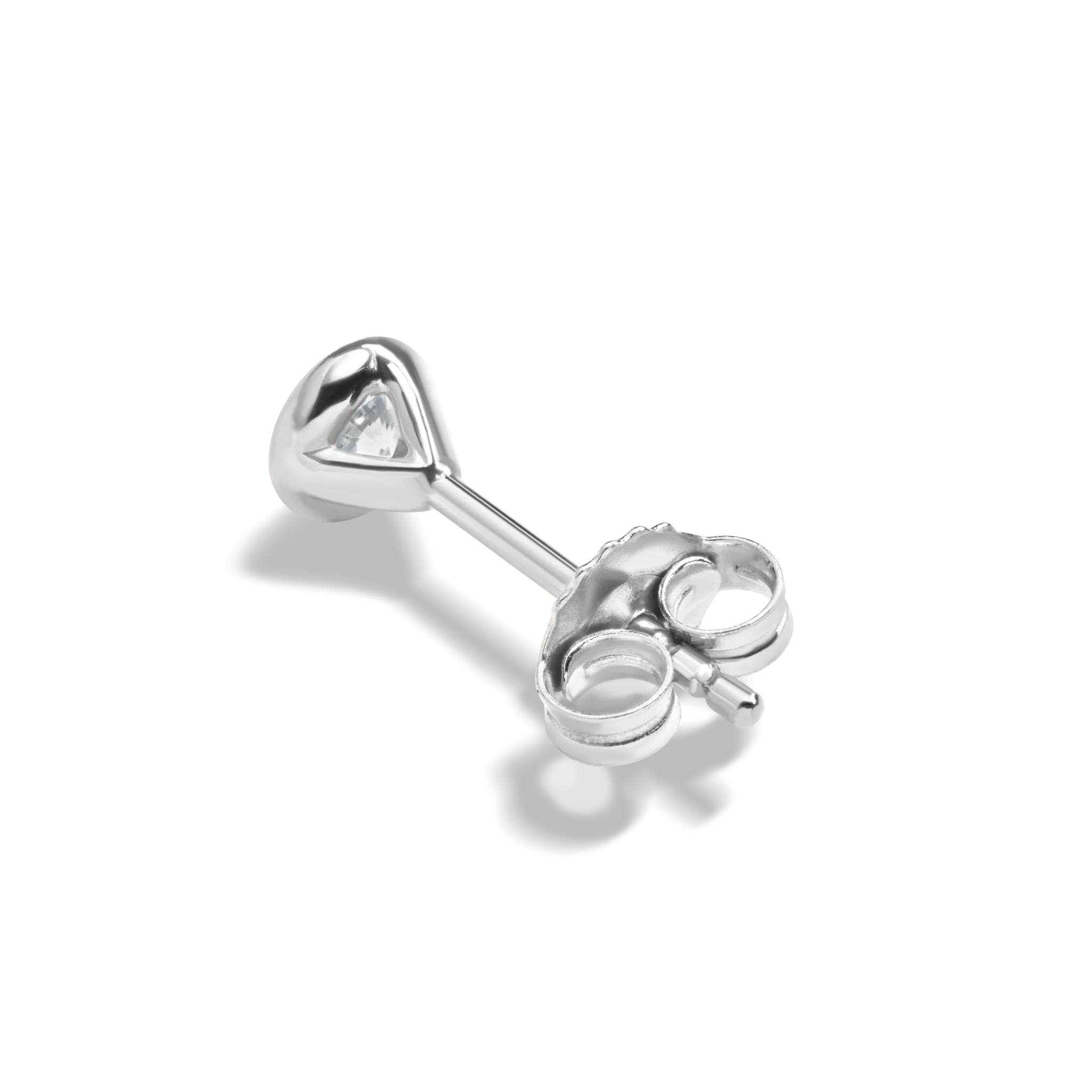 1/4 Carat Round Diamond Bezel Studs - White Gold - Image 5