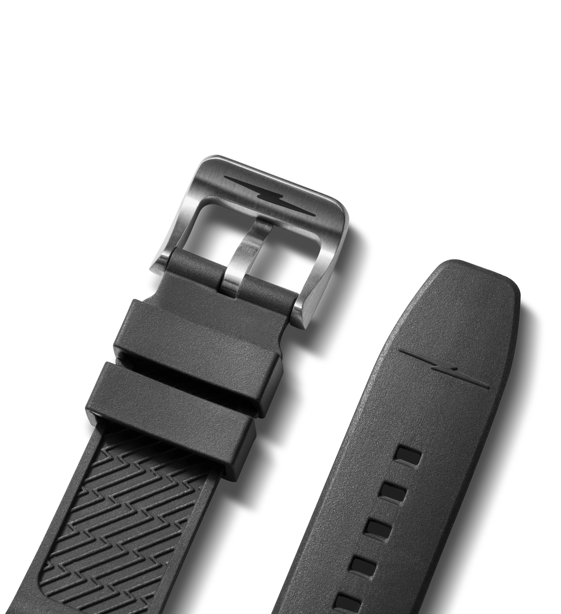 22mm Black Expandable Dive Rubber Watch Strap - Black - Image 3