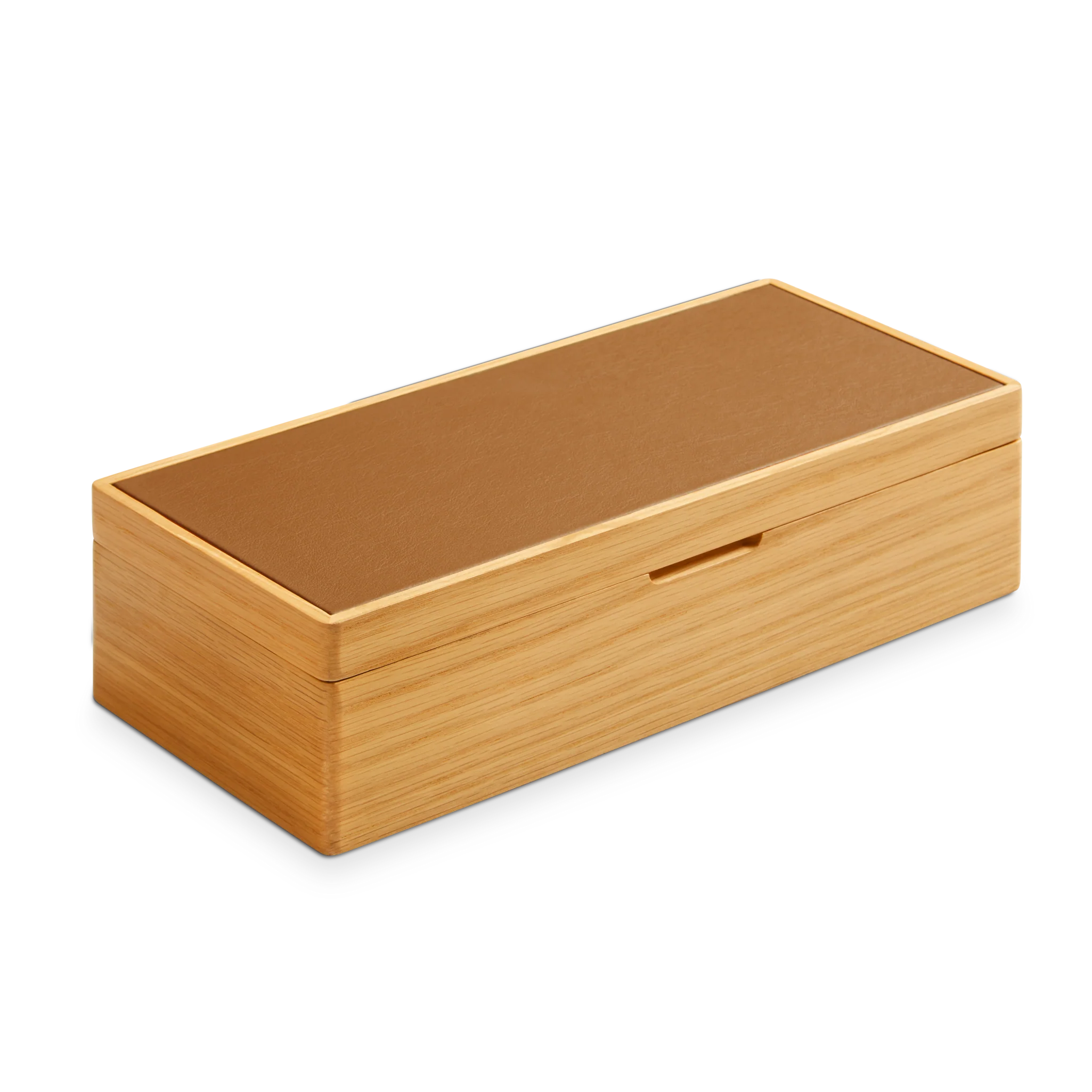 4 Slot Watch Box - Oak / Tan - Image 3