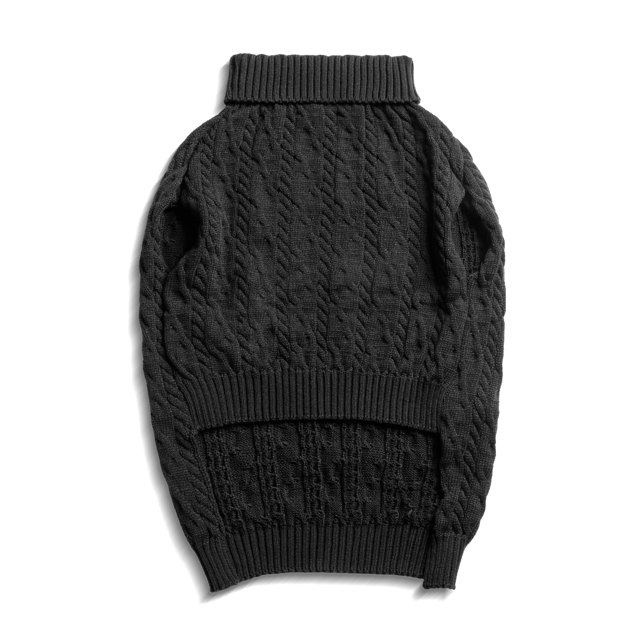 Cable Knit Dog Sweater - Black - Image 4