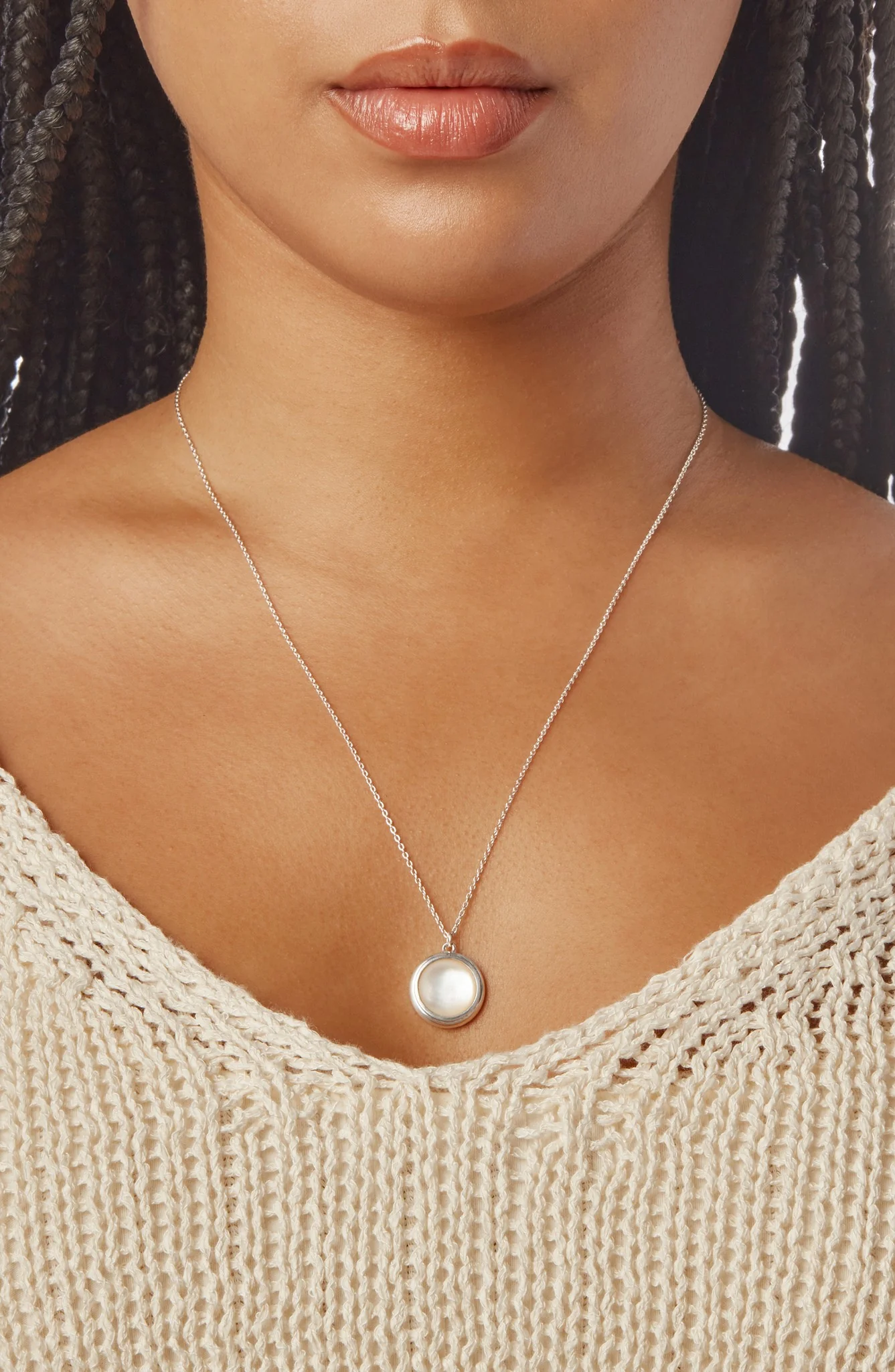 Heirloom Mother of Pearl Pendant Necklace - Sterling Silver - Image 4