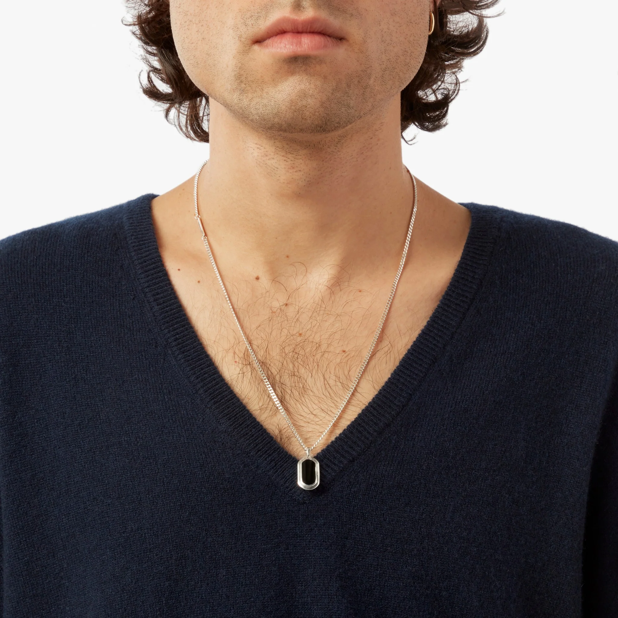 Onyx Tag Necklace - Sterling Silver - Image 3